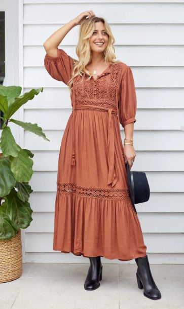 Maxi Lace dress Chocolate vintage