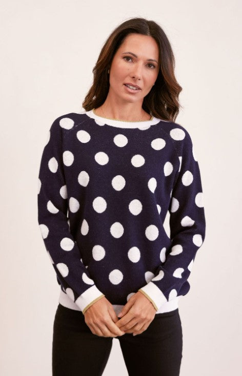 Cashmere navy spot sweater