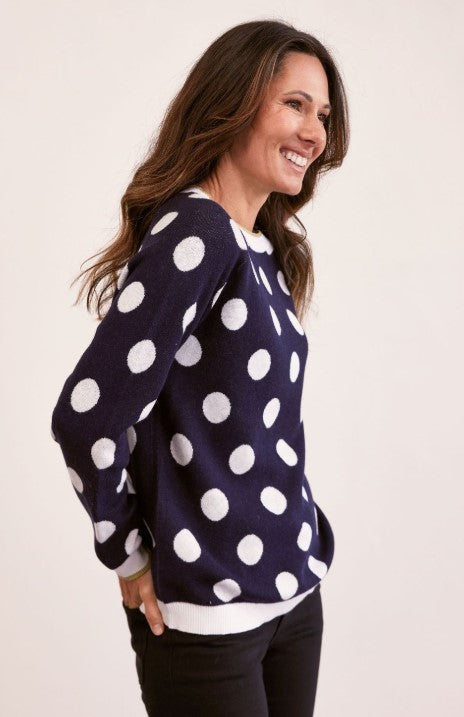 Cashmere navy spot sweater