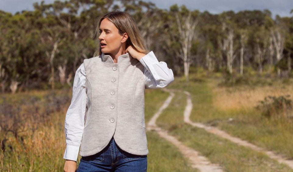 Wool Natural Vest See Saw