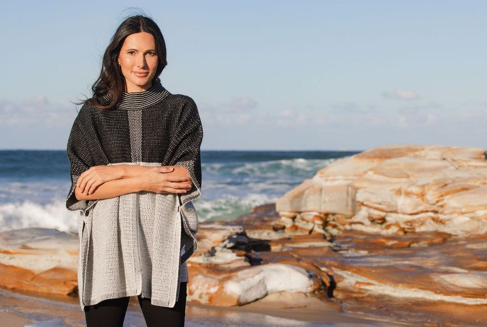 Silver/black Poncho