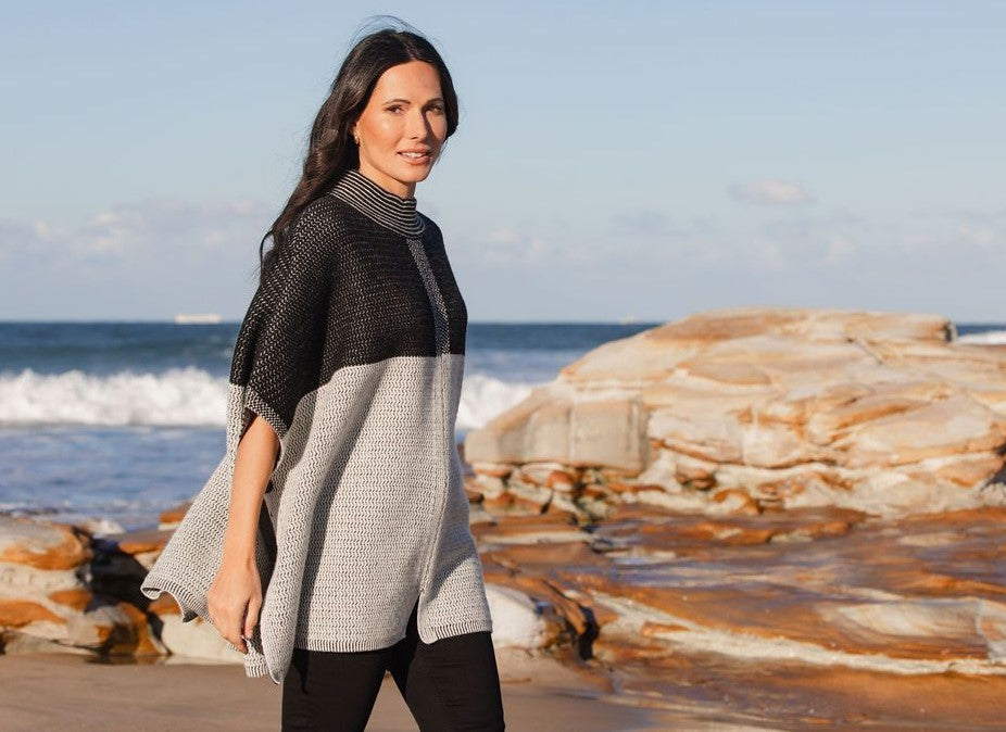 Silver/black Poncho