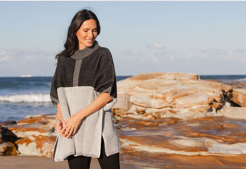 Silver/black Poncho