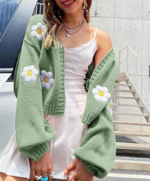 Green flower Cardigan