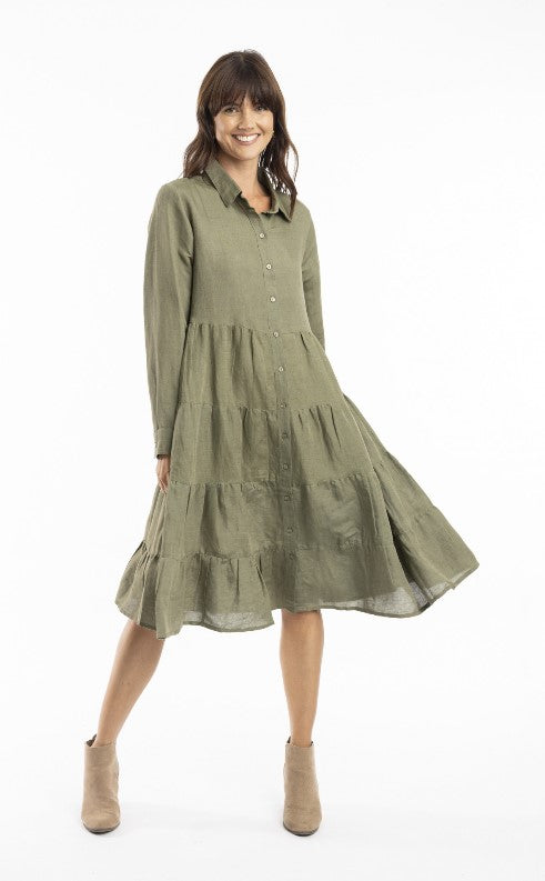 Olive Pure Linen dress