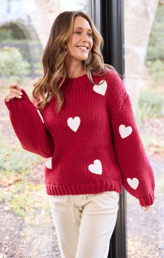 RED chilli Heart on  sleeve jumper