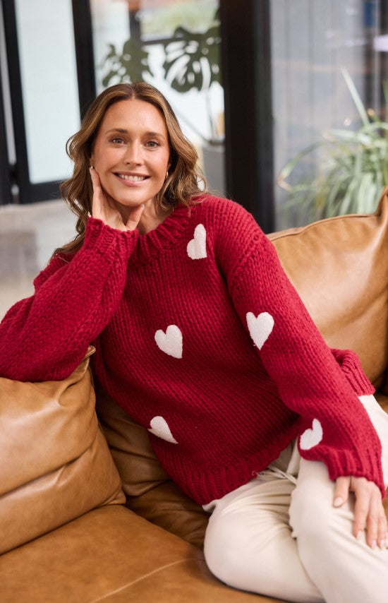 RED chilli Heart on sleeve jumper