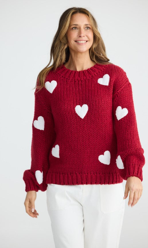 RED chilli Heart on sleeve jumper