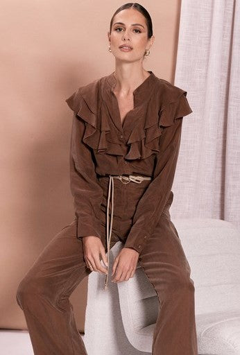 Chocolate Micky frilled shirt