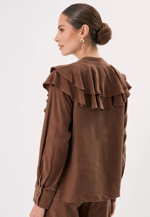 Chocolate Micky frilled shirt