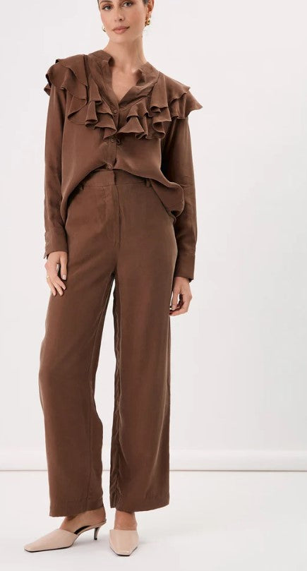 Chocolate Micky frilled shirt