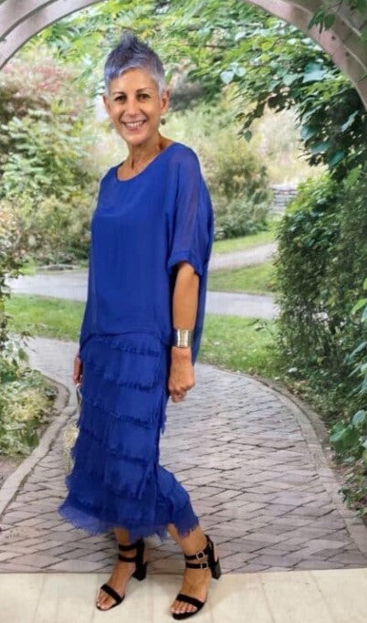 Blue silk la strada dress