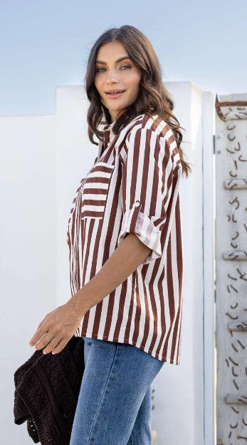 Choc stripe Cotton shirt