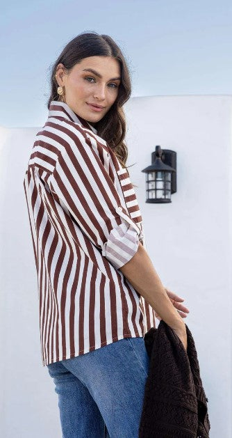 Choc stripe Cotton shirt