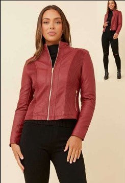 Classic Rusty Red Pleather Jacket