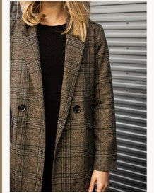 Wool Blend Plaid Check Blazer