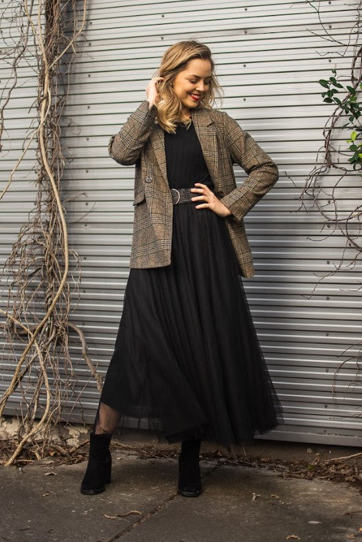 Wool Blend Plaid Check Blazer