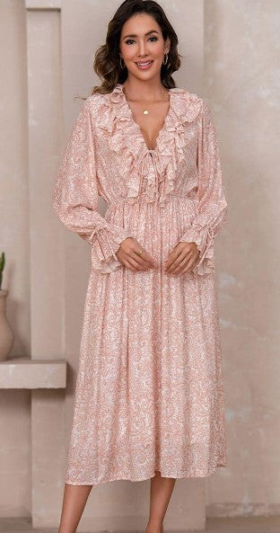 Paisley Ruffled Maxi dress