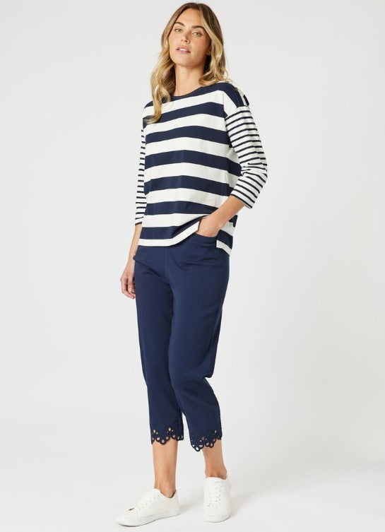 Fleur Cotton Navy Pants