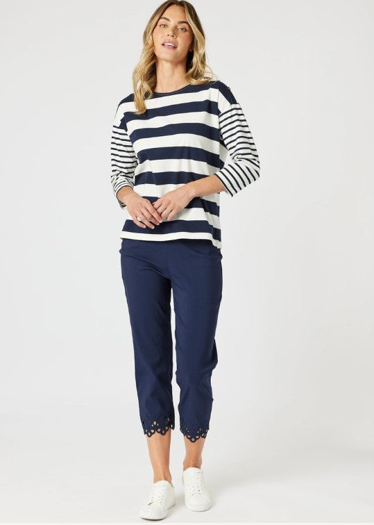 Fleur Cotton Navy Pants