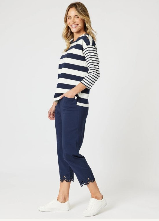 Fleur Cotton Navy Pants