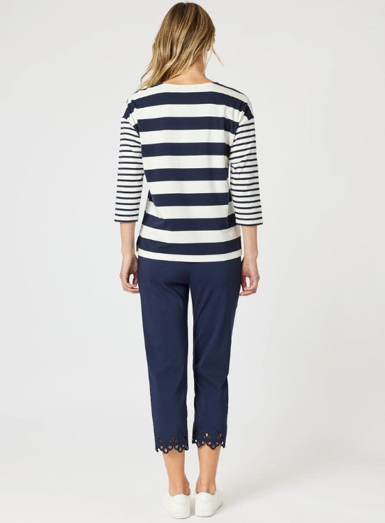 Fleur Cotton Navy Pants