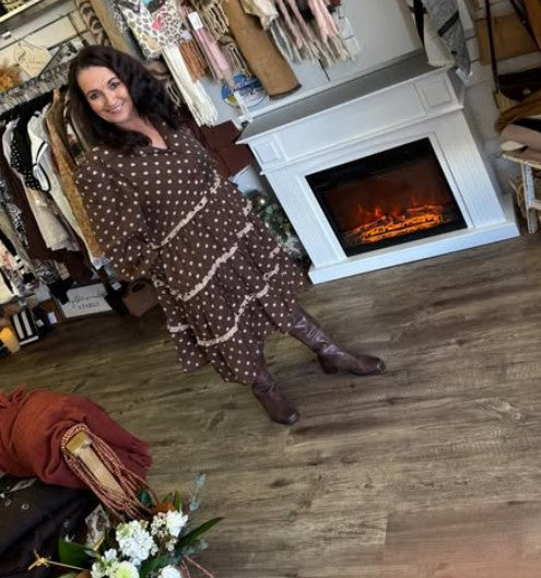 Spotted Short layered choc dress
