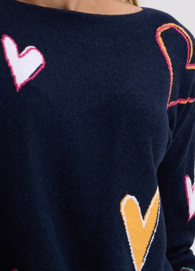 ZP Intarsia Hearts denim Sweater