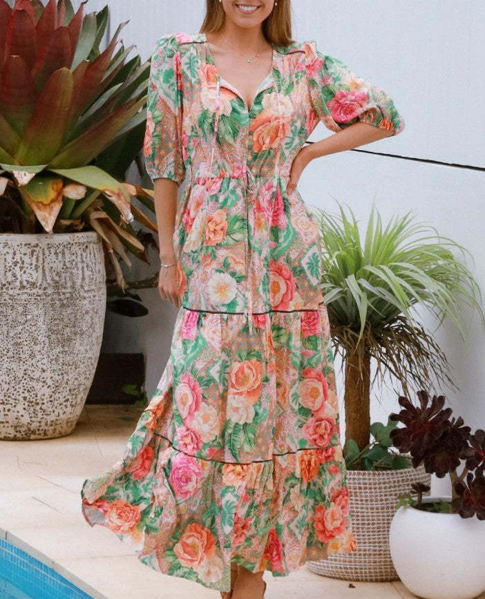 Raya Apricot Maxi dress