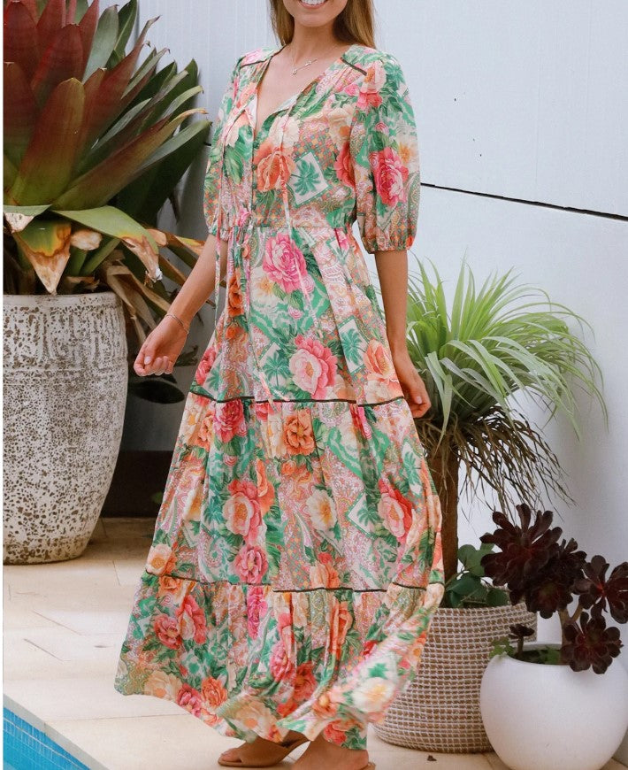 Raya Apricot Maxi dress