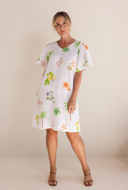See Saw Linen Shirtdress Paradise