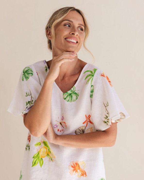 See Saw Linen Shirtdress Paradise