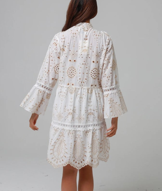 Embroidery White Boho dress