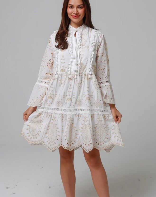 Embroidery White Boho dress