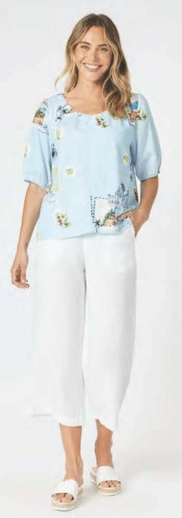 Lino wide leg white pant