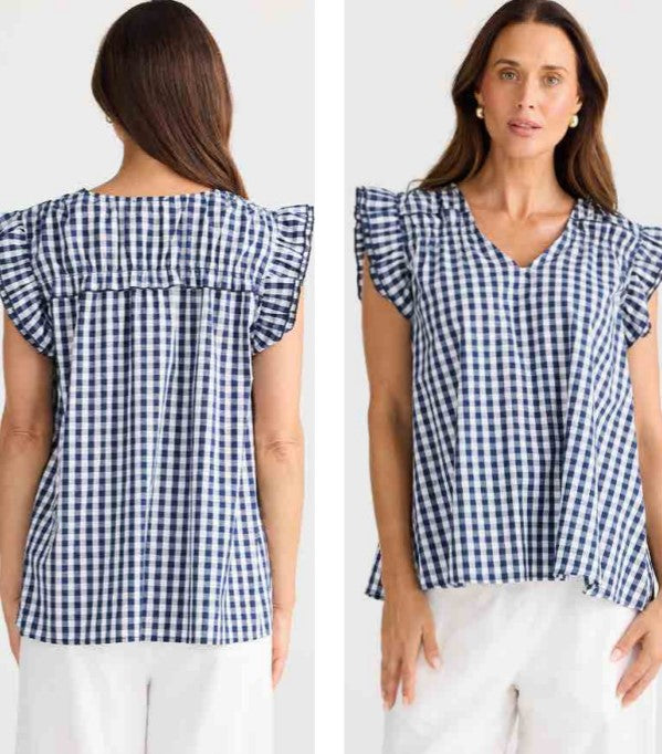 Navy Gingham top