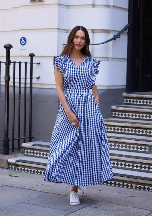 Navy Gingham top