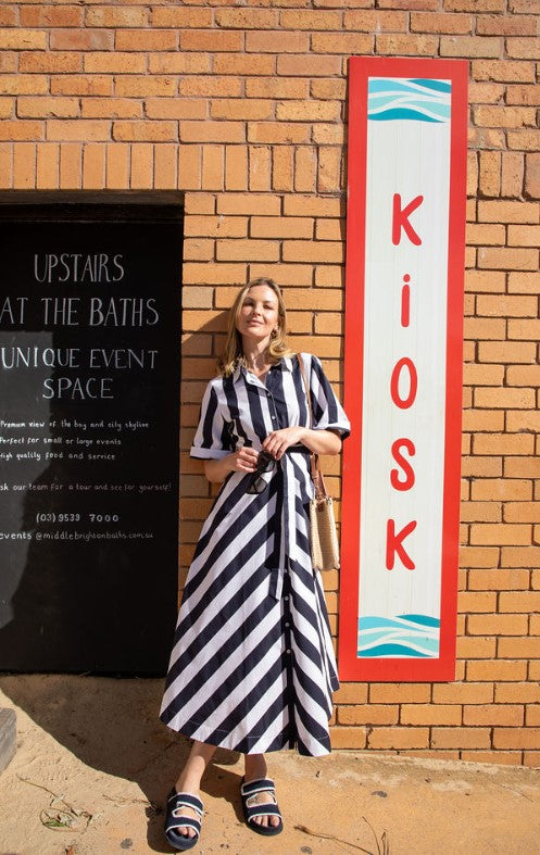 GC Black Cotton Stripe dress