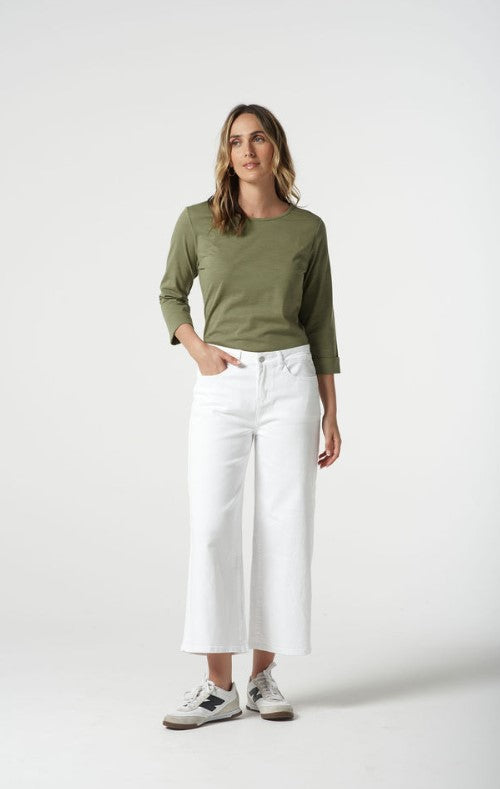 GC White cotton wide leg jean