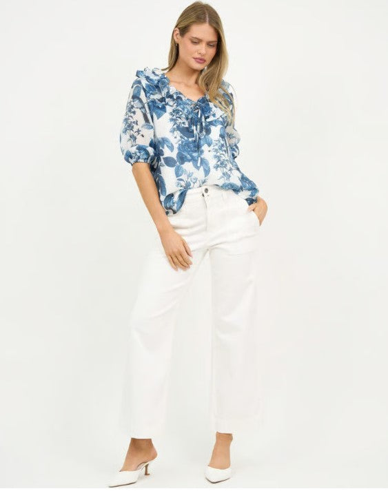 Tencil Blue Floral Blouse