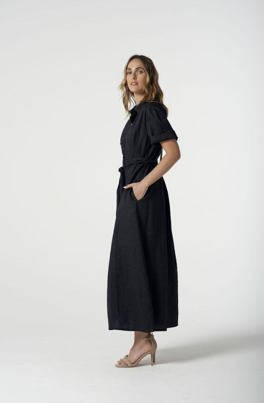 GC S/S Deep Navy cotton shirt dress