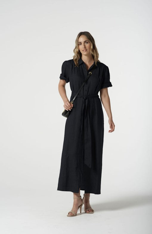 GC S/S Deep Navy cotton shirt dress