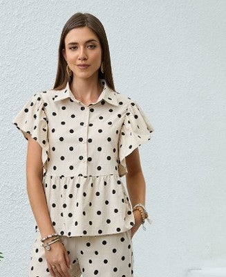 Beige Pretty Woman Spotted blouse