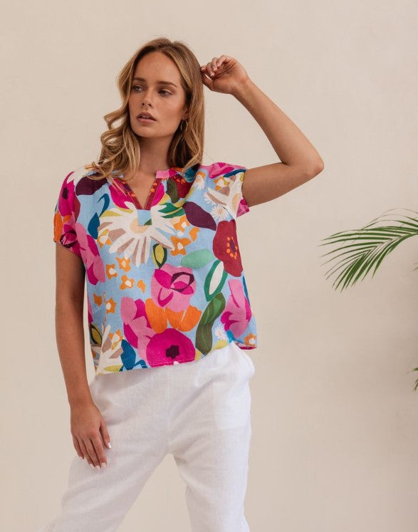 Bloom Burst Linen Top