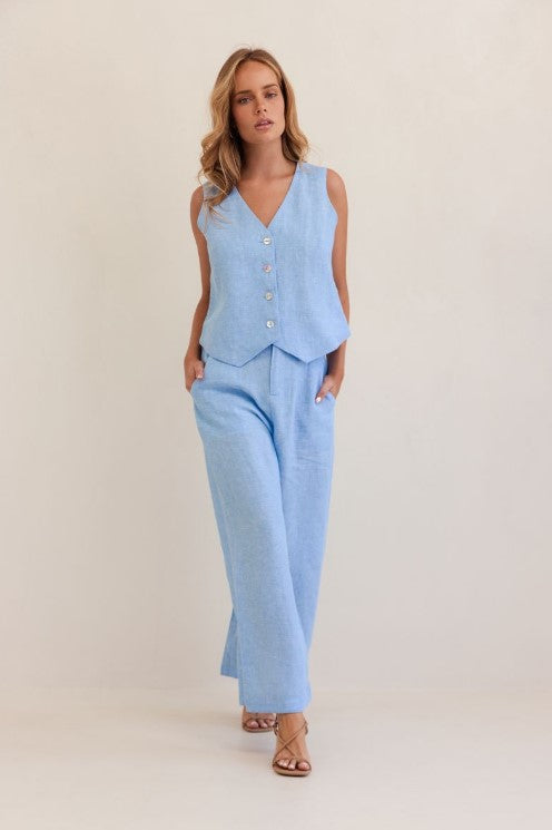 Wide leg Chambray linen Pants