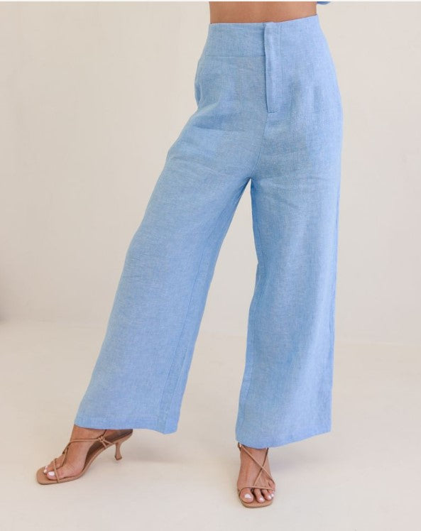 Wide leg Chambray linen Pants