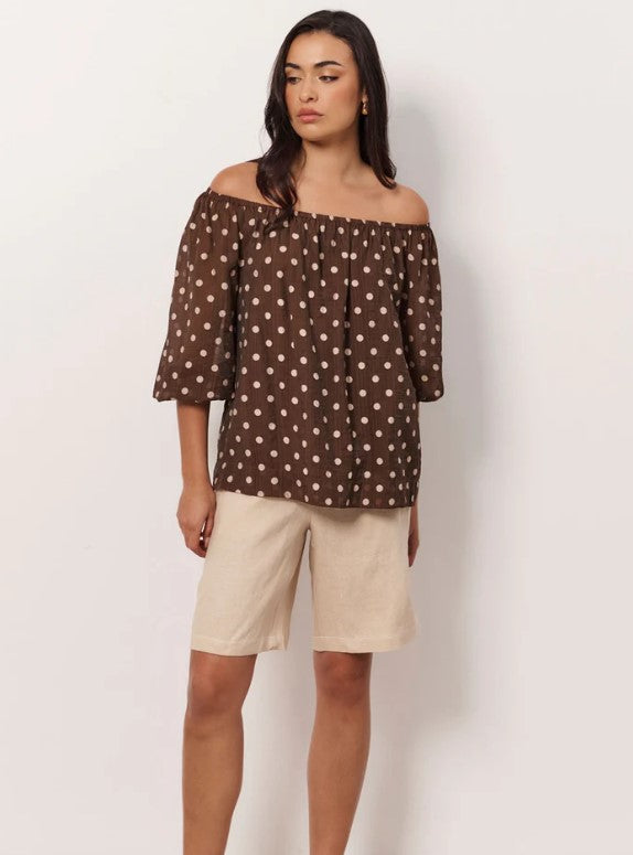 Kelsy Spotted brown blouse