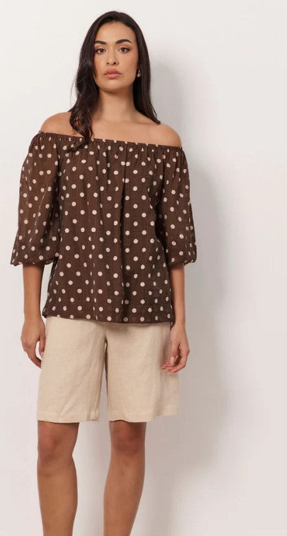 Kelsy Spotted brown blouse