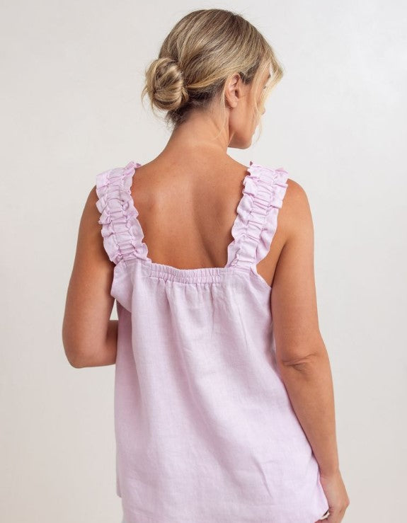 100% linen square Pink Top