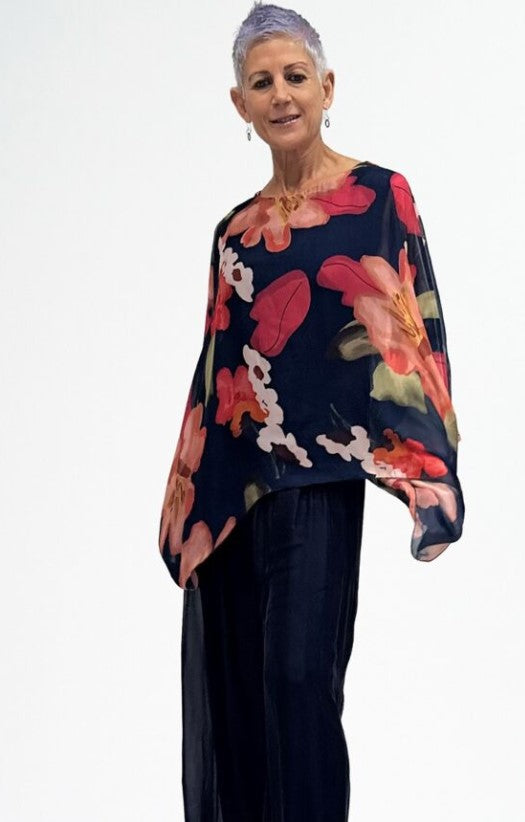 Kaftan Top Navy floral blouse